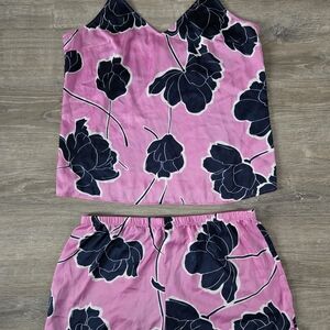 Stars Above Pink and Black Floral Pajama Set